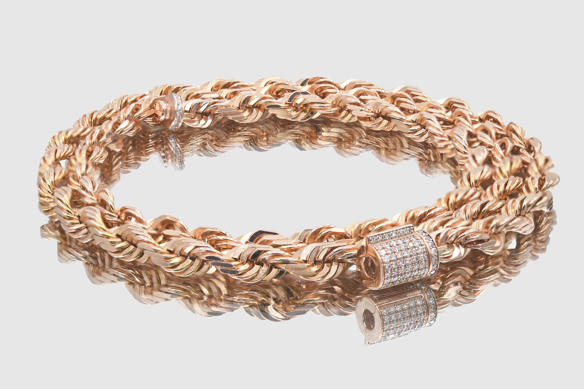 Gold rope chain with diamonds Clearance