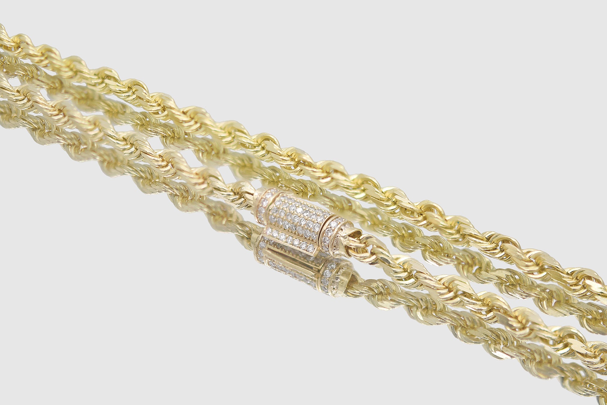 4mm Rope Solid Gold Diamond Lock Necklace | Uverly 14K / Yellow / 30