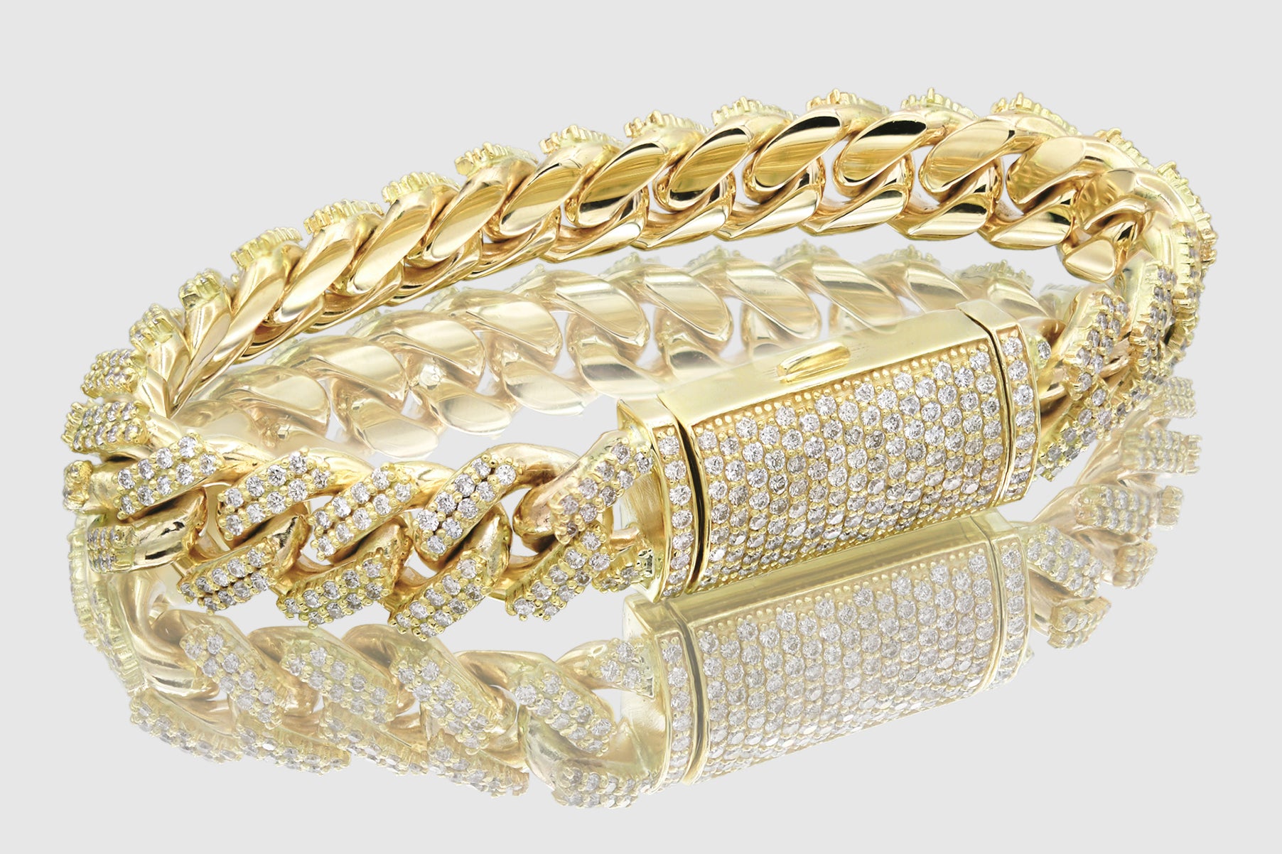 Gold Presidents Diamond Prong Cuban Link Bracelet