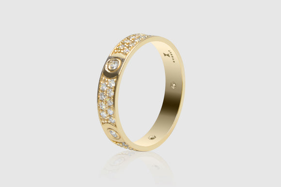 Yellow Gold Full Diamond Love Band Ring | Uverly