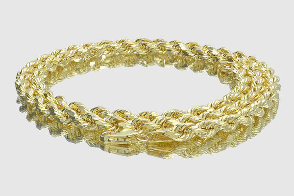 3mm - 9mm Hollow Rope Necklace - 14k Yellow Gold | Uverly