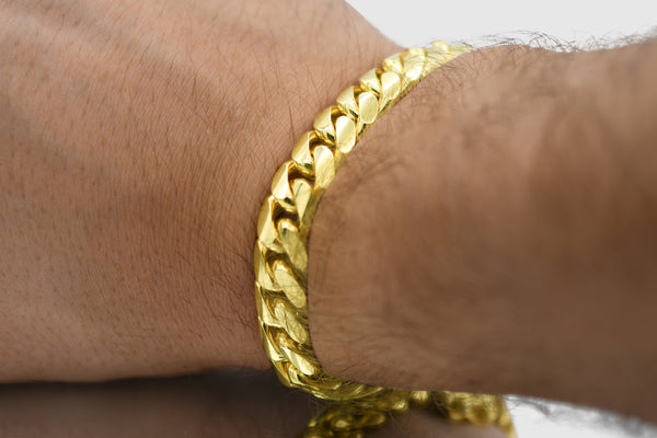 11mm Solid Miami Cuban Bracelet 10k / 14k / 18k / 22k Yellow Gold | Uverly