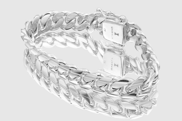 11mm Solid Miami Cuban Bracelet 10k / 14k / 18k / 22k White Gold | Uverly