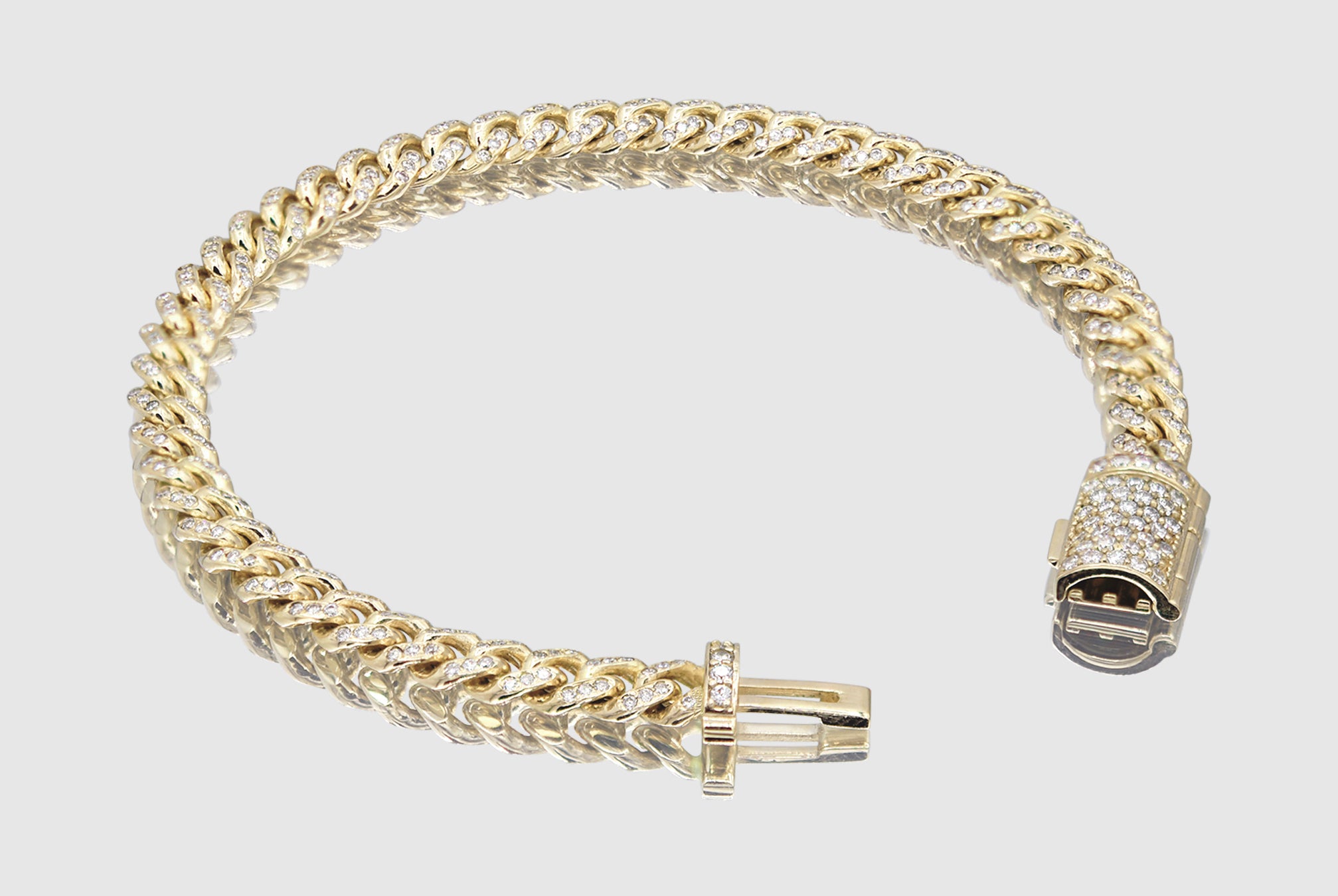 6mm Diamond Solid Gold Miami Cuban Pave Bracelet