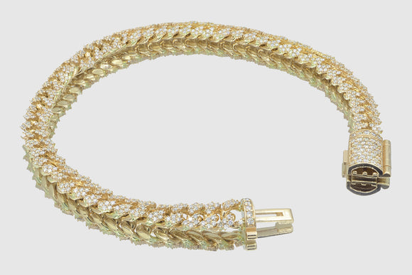 8mm Diamond Solid Gold Miami Cuban Prong Set Bracelet