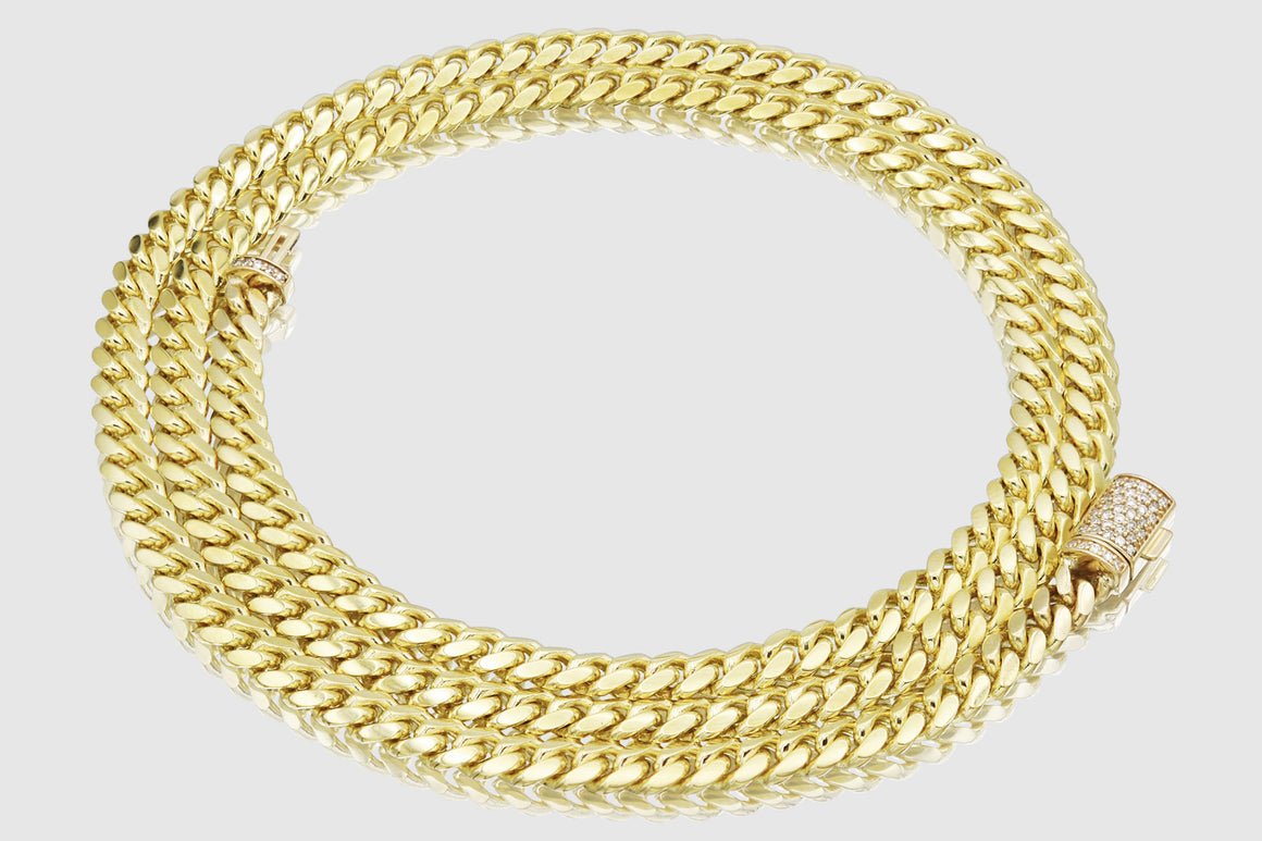 Uverly 12mm Solid Miami Cuban Gold Diamond Lock Necklace