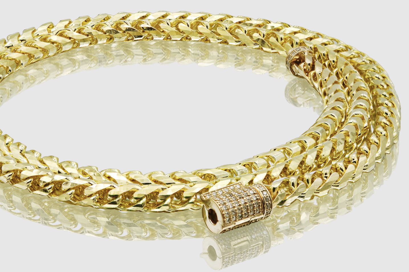 14K Yellow Gold Diamond Lock Necklace
