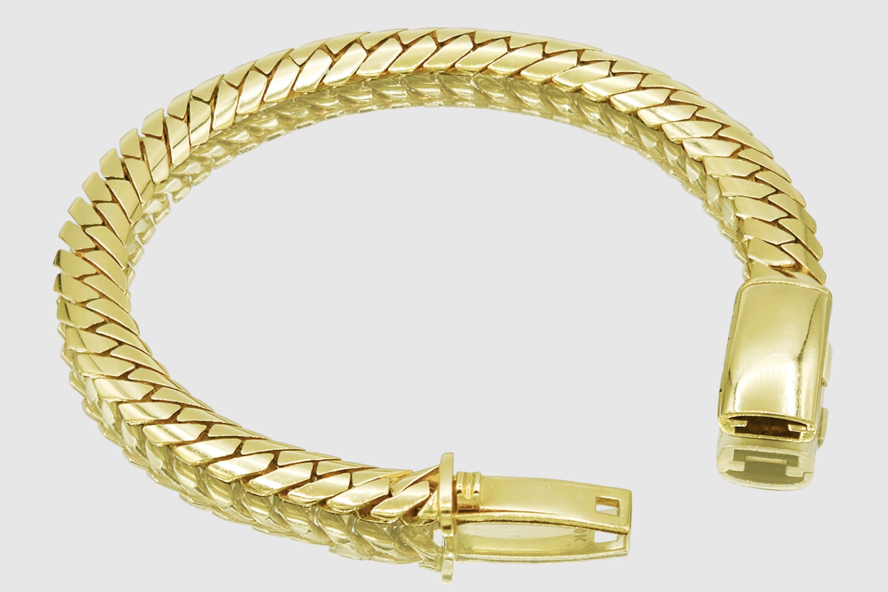 Uverly 10K Solid Miami Cuban Gold Diamond Lock Bracelet