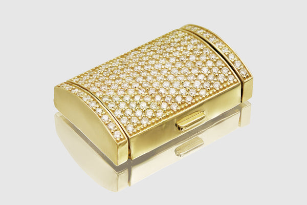 18mm Diamond Barrel Triple Box Lock Yellow Gold