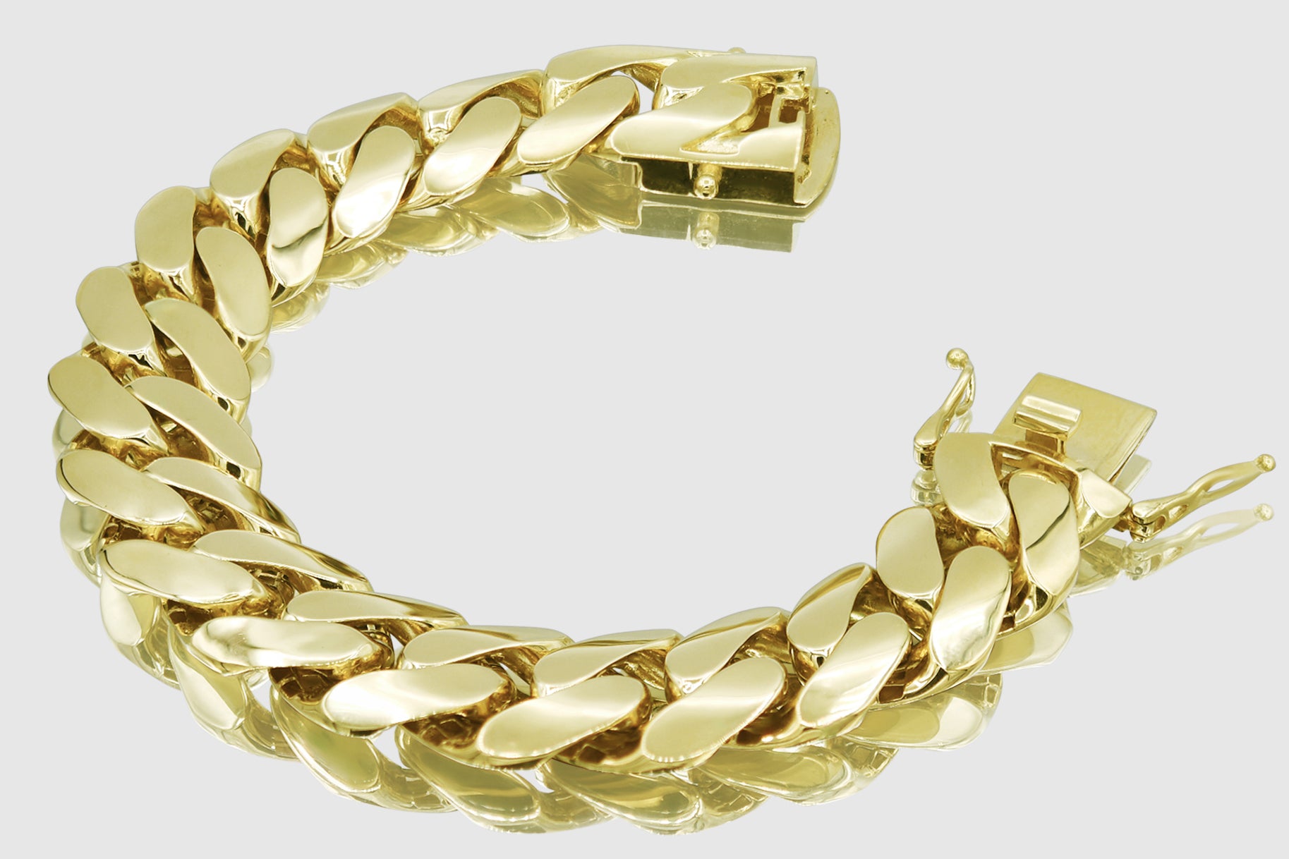 20mm Hollow 14K Miami Cuban Gold Flat Bracelet - Main Image