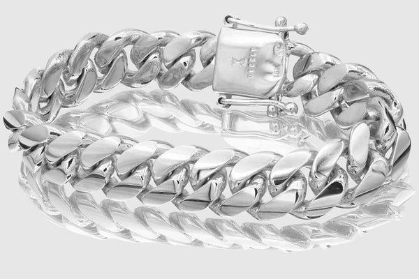 16mm Solid Miami Cuban Bracelet 10k / 14k / 18k / 22k White Gold| Uverly