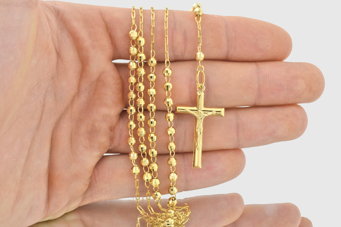 4mm Rosary Chain 14K Yellow Gold 