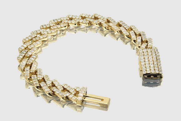 14mm Diamond Miami Cuban Emerald Cut Bracelet