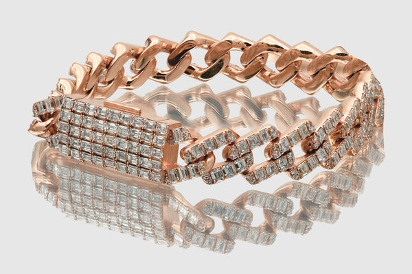 14mm Diamond Miami Cuban Emerald Cut Bracelet