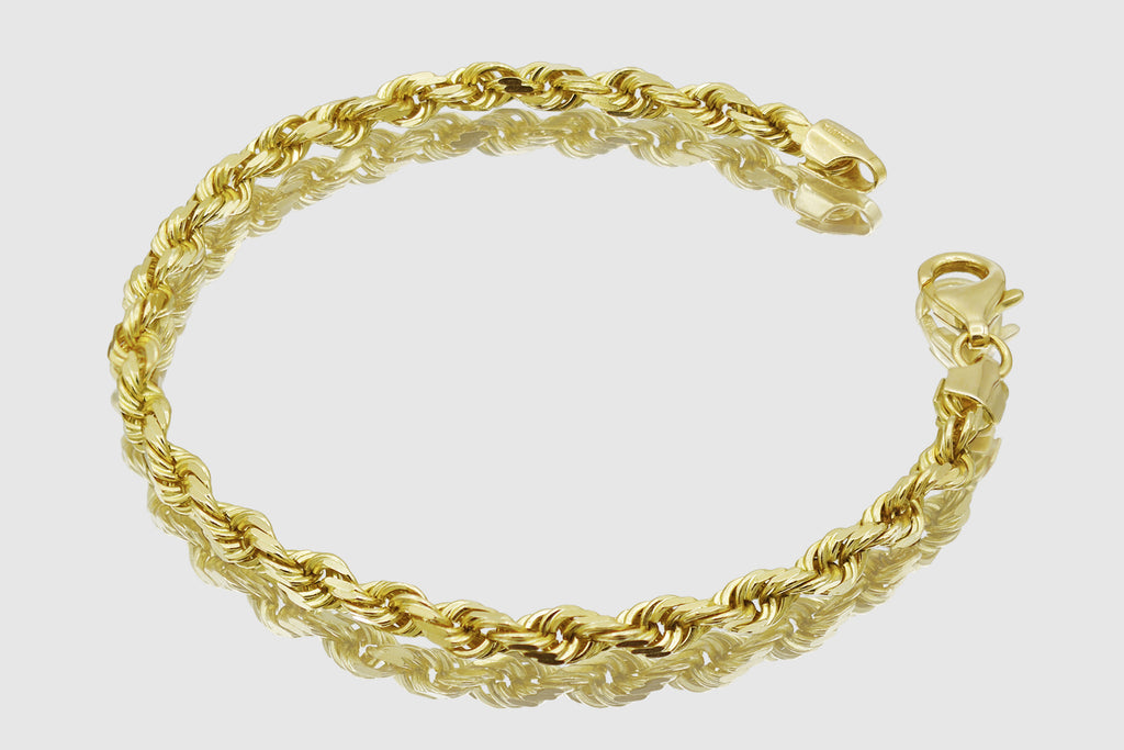 Solid 10k Real Gold Rope Bracelet Mens 10mm 8