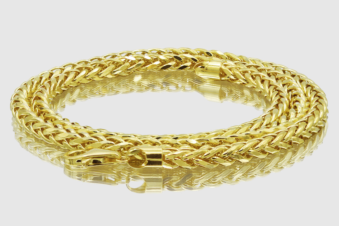 2.5mm - 5mm 14k Wheat Diamond Cut Yellow Gold Necklace