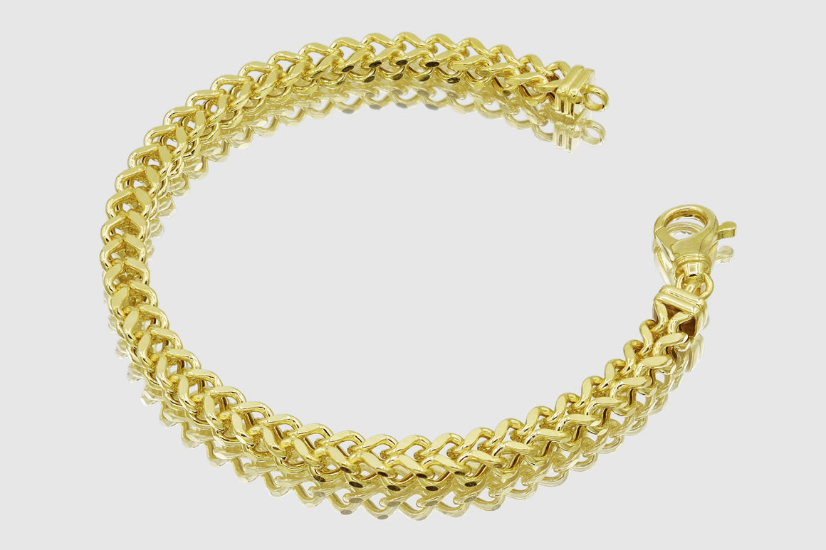 3mm - 4.5mm 14k Square Franco Link Yellow Gold Bracelet