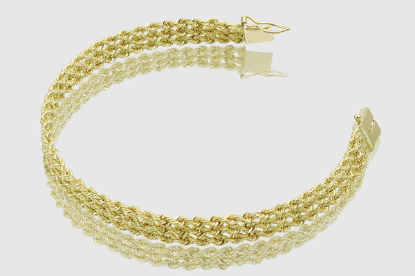 6mm Triple Row Rope Bracelet - 14k Yellow Gold | Uverly