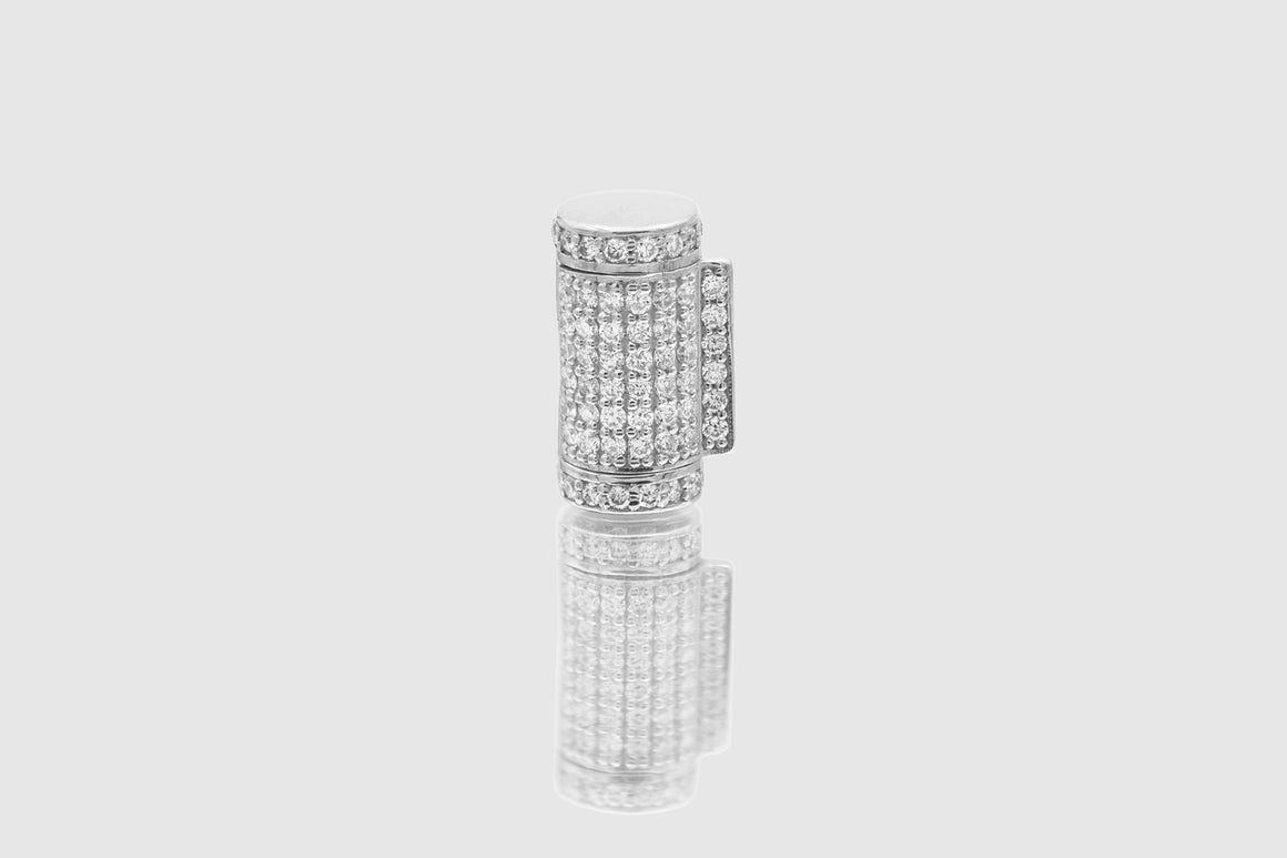 18K White Gold & Diamond Pave' Lock & Key With Four-Sided Diamond Bail —  Bradley's Jewelers