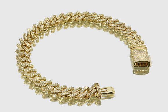 8.5mm Diamond Solid Gold Miami Cuban Prong Set Bracelet