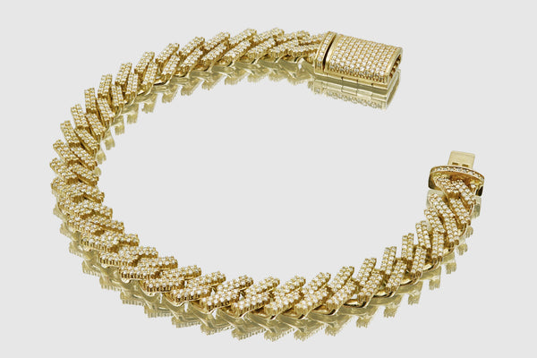 8.5mm Diamond Solid Gold Miami Cuban Prong Set Bracelet