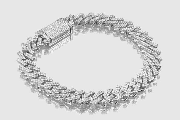 8.5mm Diamond Solid Gold Miami Cuban Prong Set Bracelet