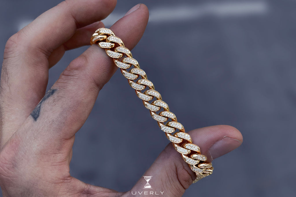 10mm Diamond Solid Gold Miami Cuban Pave Bracelet Uverly Uverly