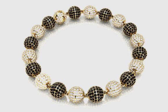 7mm Ball Bead Black & White Diamond Bracelet