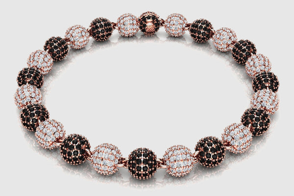 7mm Ball Bead Black & White Diamond Bracelet