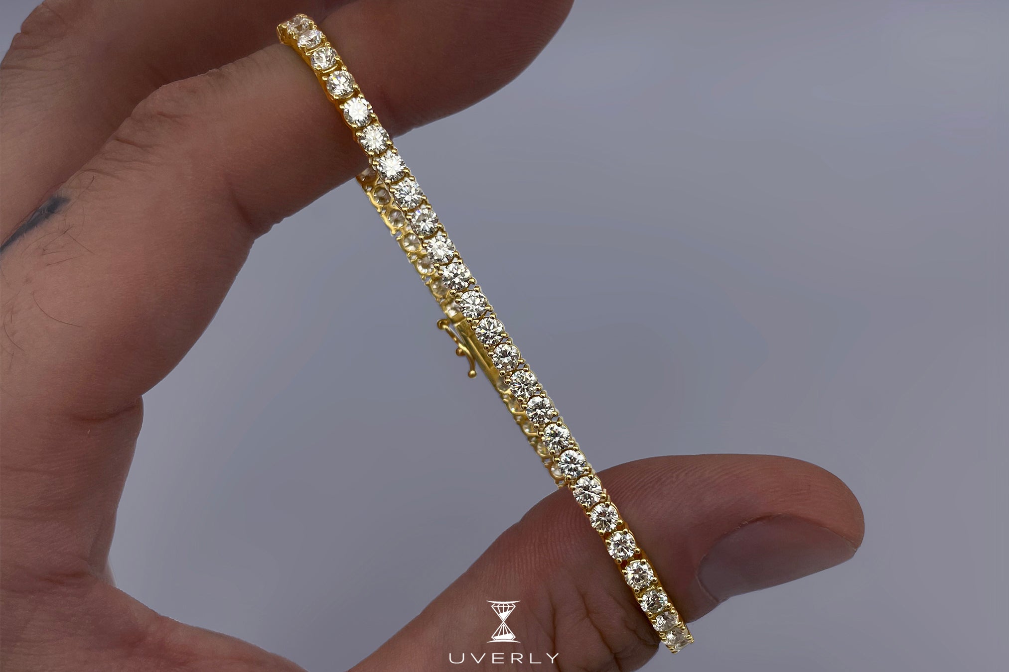 3mm Round Cut Tennis Bracelet in Yellow Gold - 8 Inches - Gold Presidents