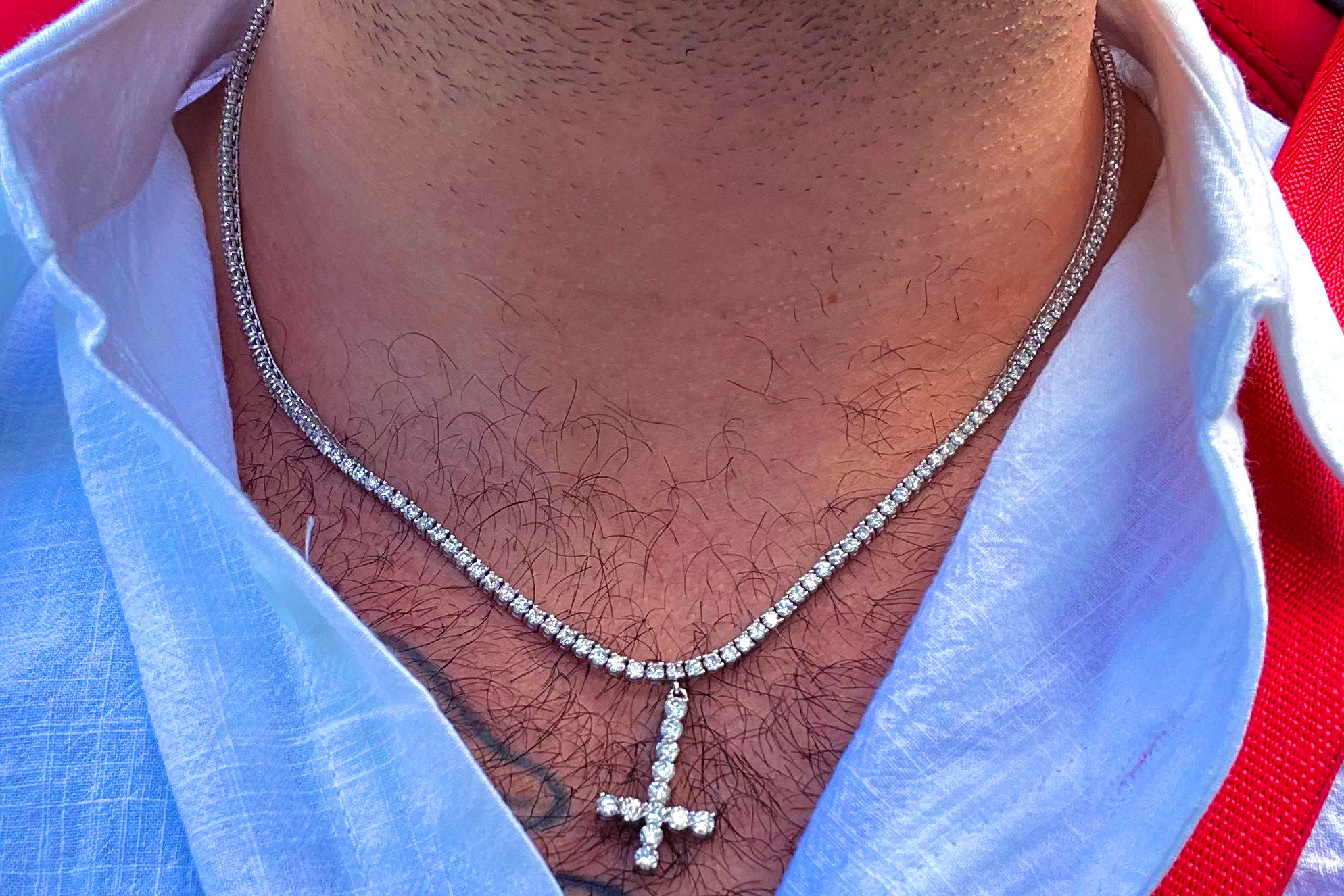 Upside down cross diamond necklace Clearance