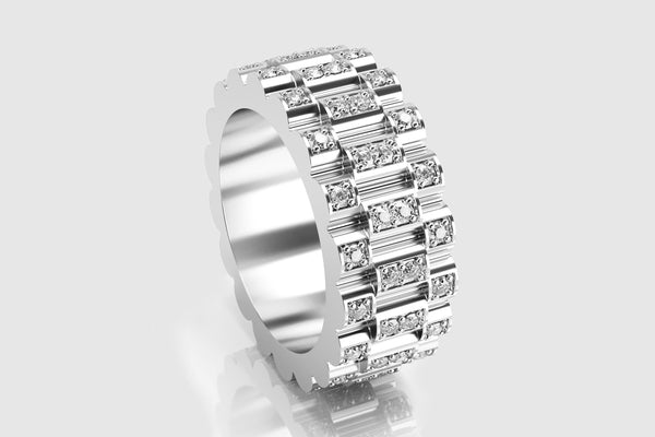 White Gold Rolex Presidential Diamond Ring | Uverly