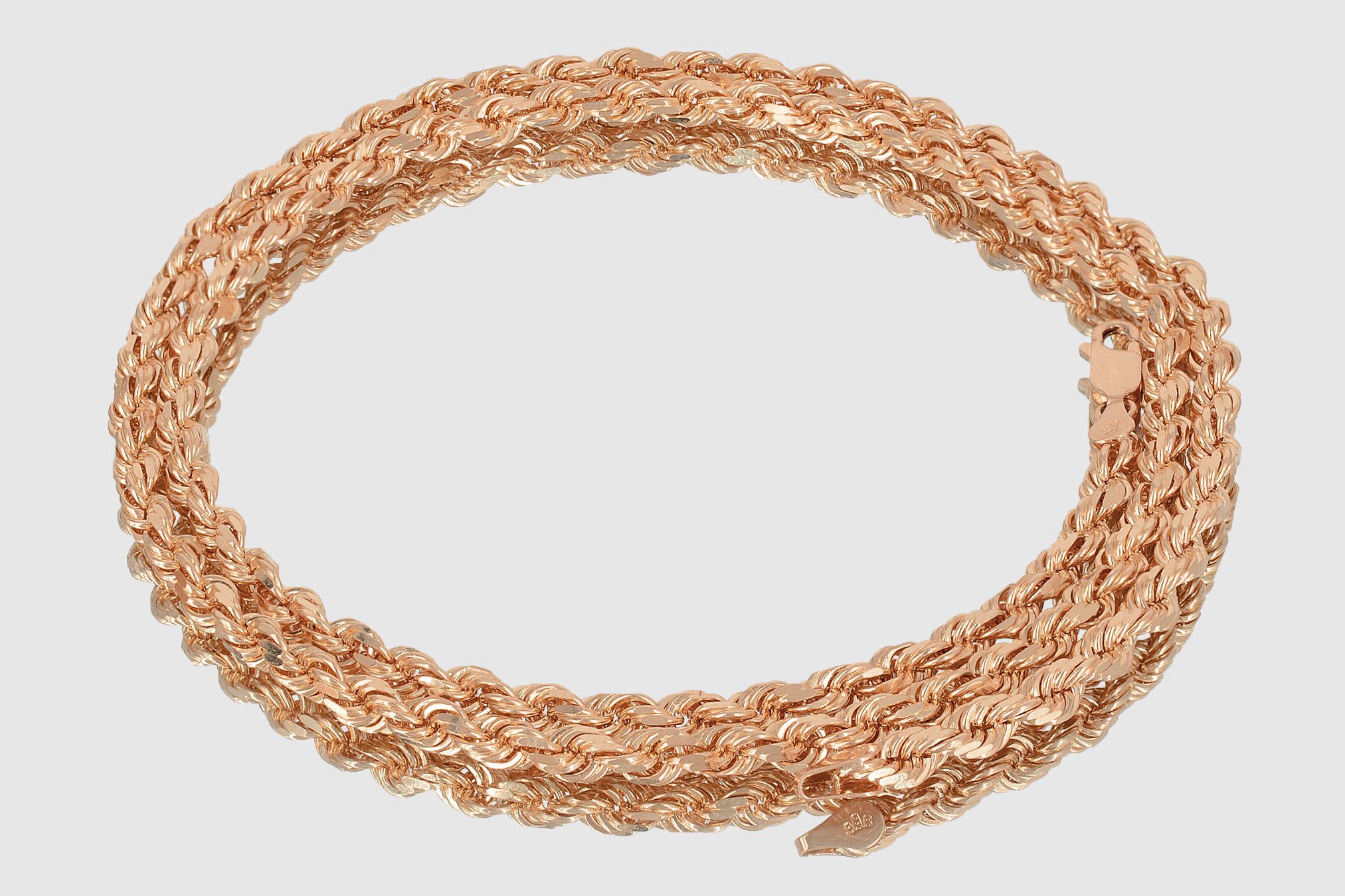 Men's Solid Rope Chain 14k Rose Gold