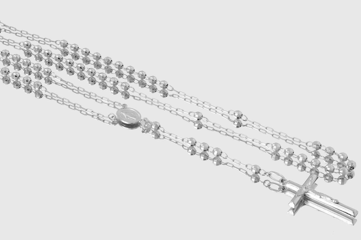 4mm Rosary Chain 14K White Gold 