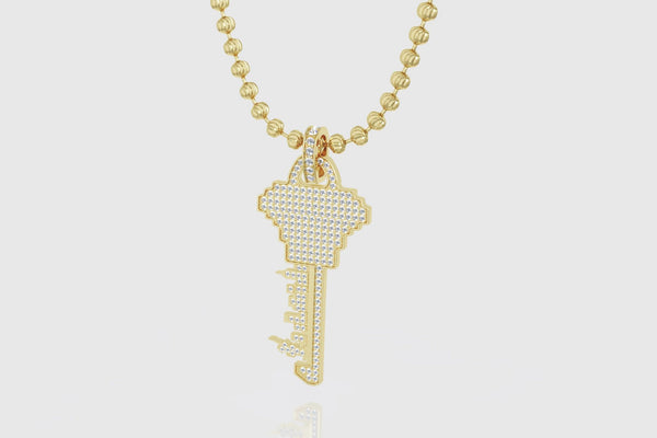 New York City Key Gold and Diamond Pendant
