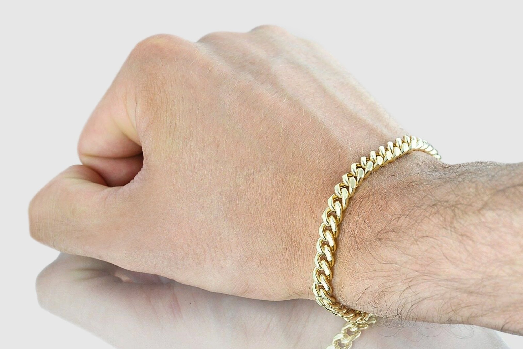 7mm Hollow Miami Cuban Gold Bracelet - Main Image