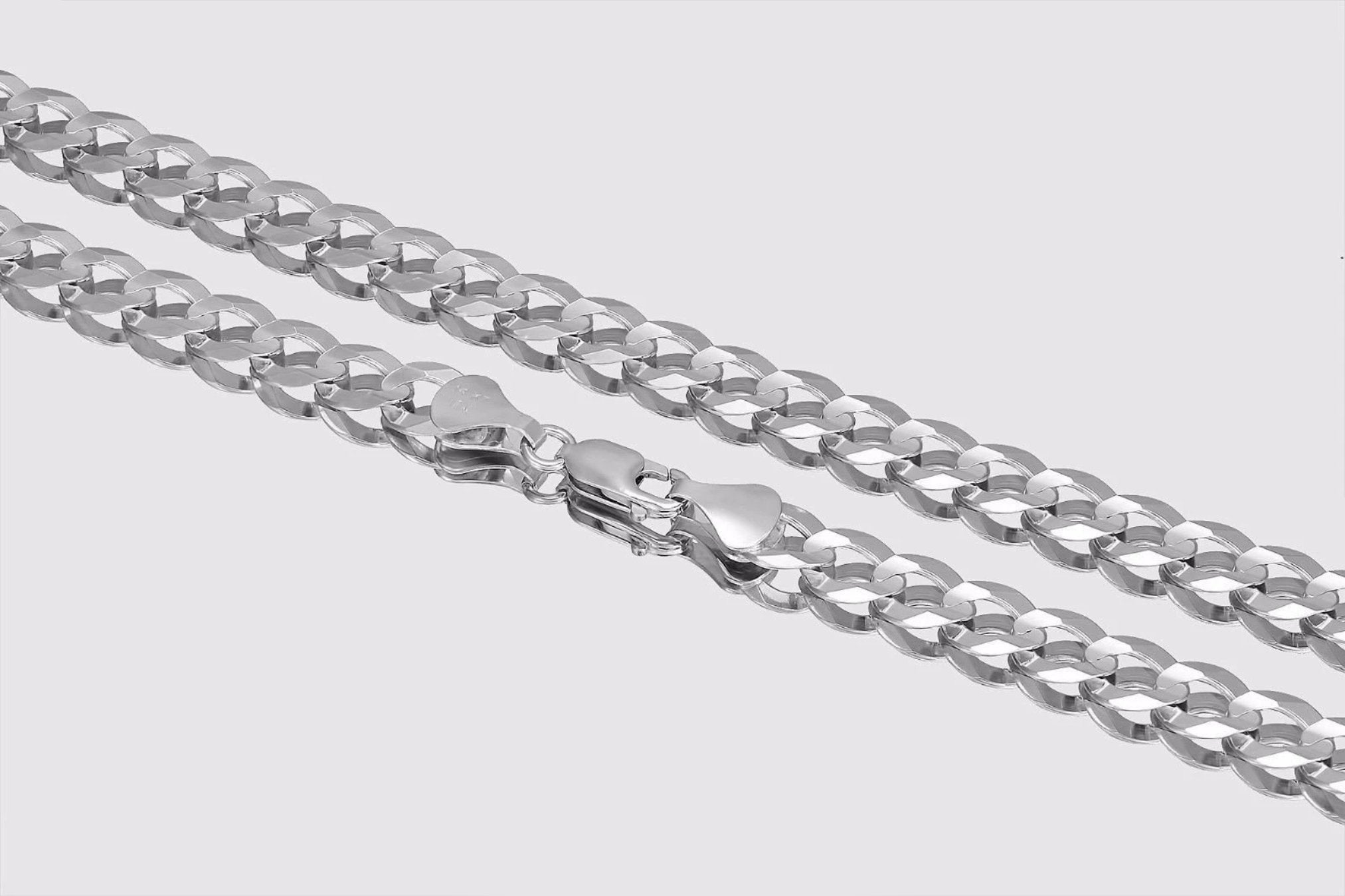 10mm Solid Cuban Curb Necklace 14k White Gold