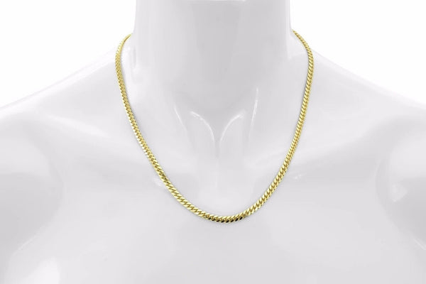 4mm Solid Miami Cuban 10k / 14k Yellow Gold Necklace | Uverly