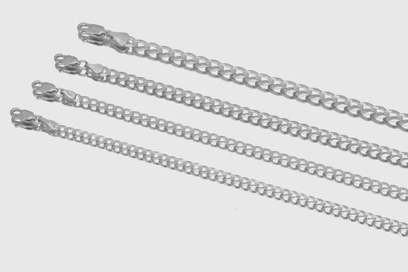 2.5mm - 10mm Curb Chain - 14k Solid White Gold | Uverly