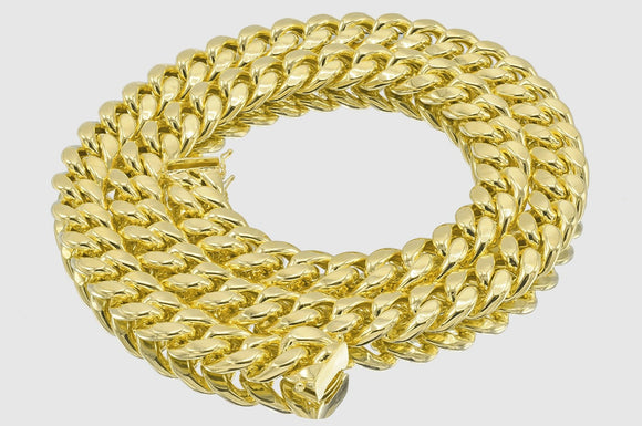 15mm Hollow Miami Cuban Yellow Gold Chain | Uverly