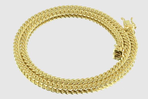 5mm Solid Miami Cuban 10k / 14k Yellow Gold Necklace | Uverly