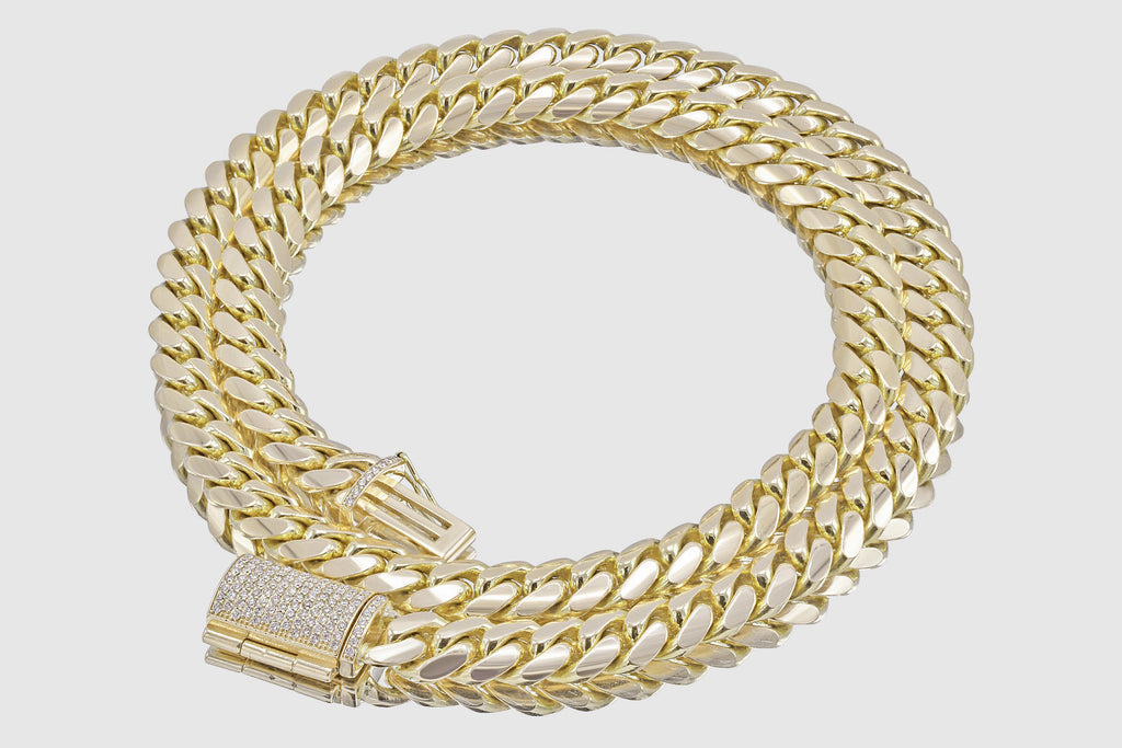 【60cm】【50cm】【10mm】【18K刻印あり】【Miami Cuban】 18K Gold Miami Cuban Link Chain (10mm) - Monte Christo Trade