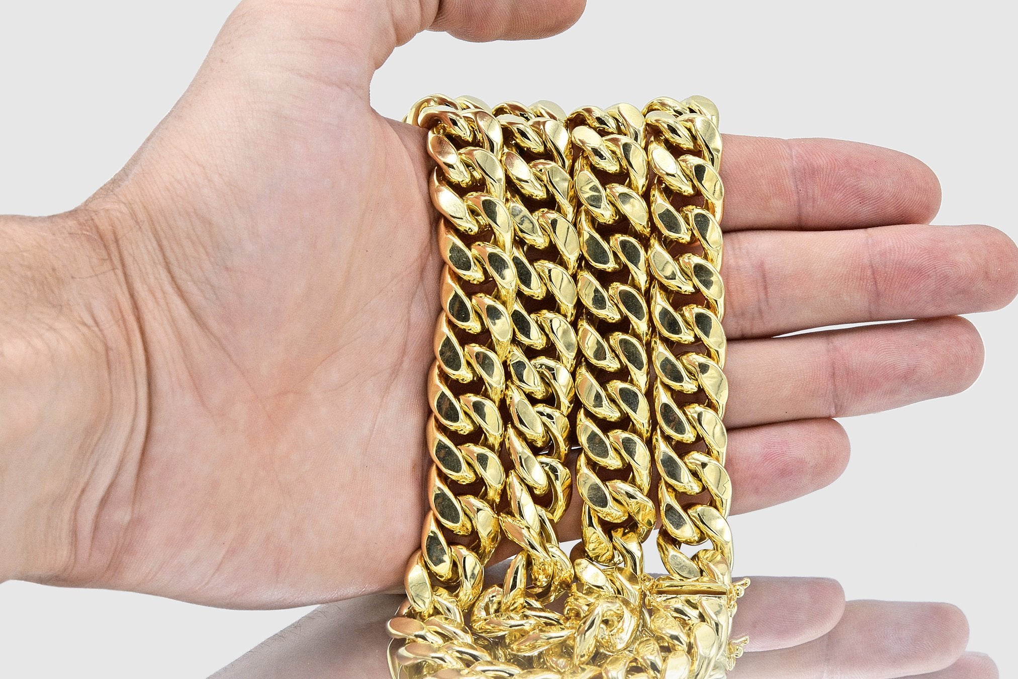 15mm Hollow Miami Cuban Yellow Gold Necklace - Main Image