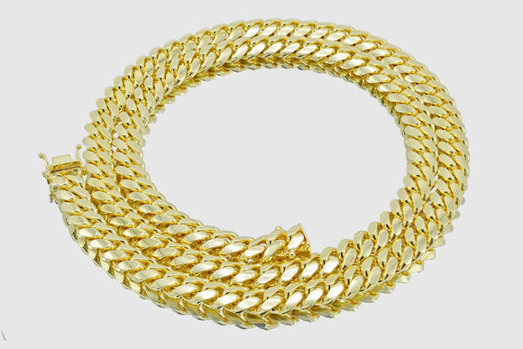8mm Solid Miami Cuban 10k / 14k / 18k / 22k Yellow Gold Necklace | Uverly
