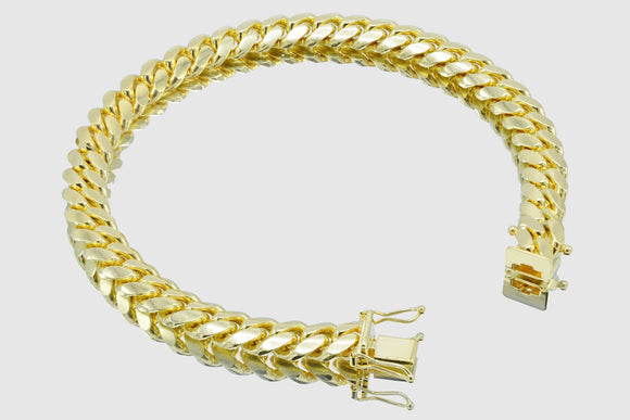 8mm Solid Miami Cuban Bracelet 10k / 14k / 18k Yellow Gold | Uverly