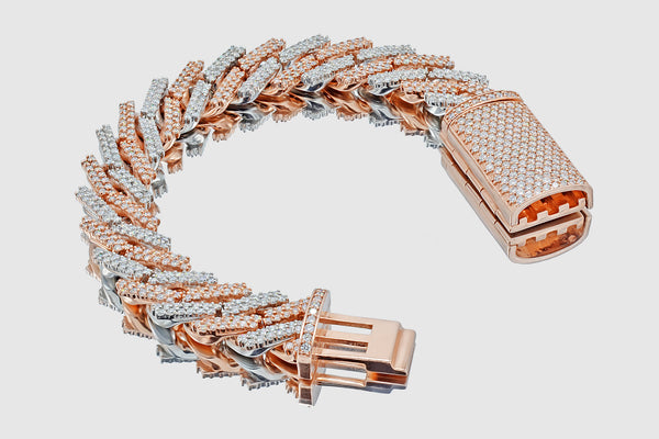 15mm Miami Cuban Diamond Necklace 14K Rose Gold 