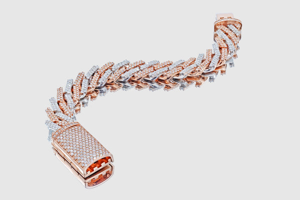 15mm Miami Cuban Diamond Necklace 14K Rose Gold 