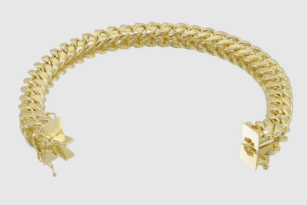 9.5mm Hollow Miami Cuban Yellow Gold Bracelet | Uverly